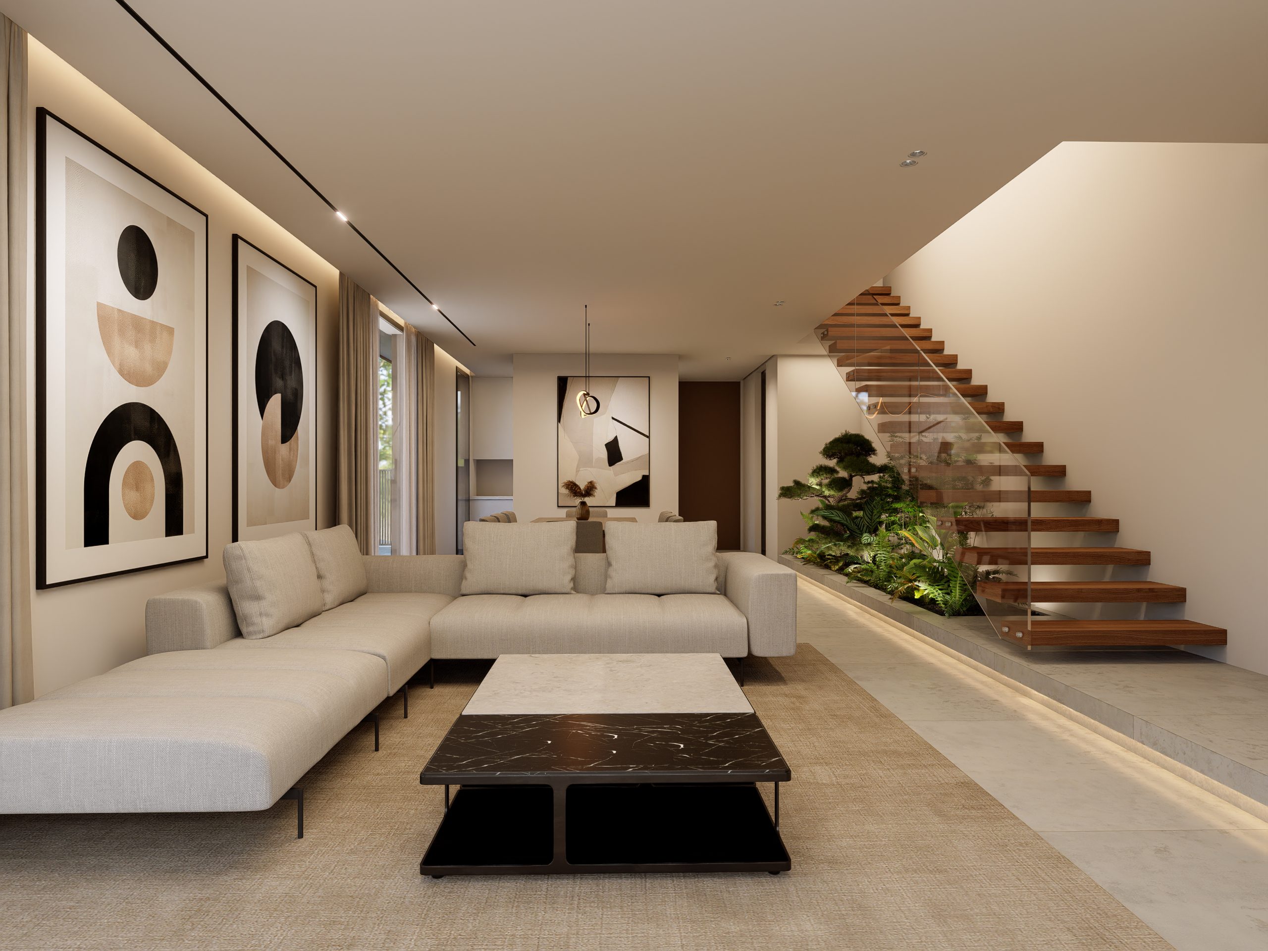 Grand salon moderne dans villa haut standing Marrakech