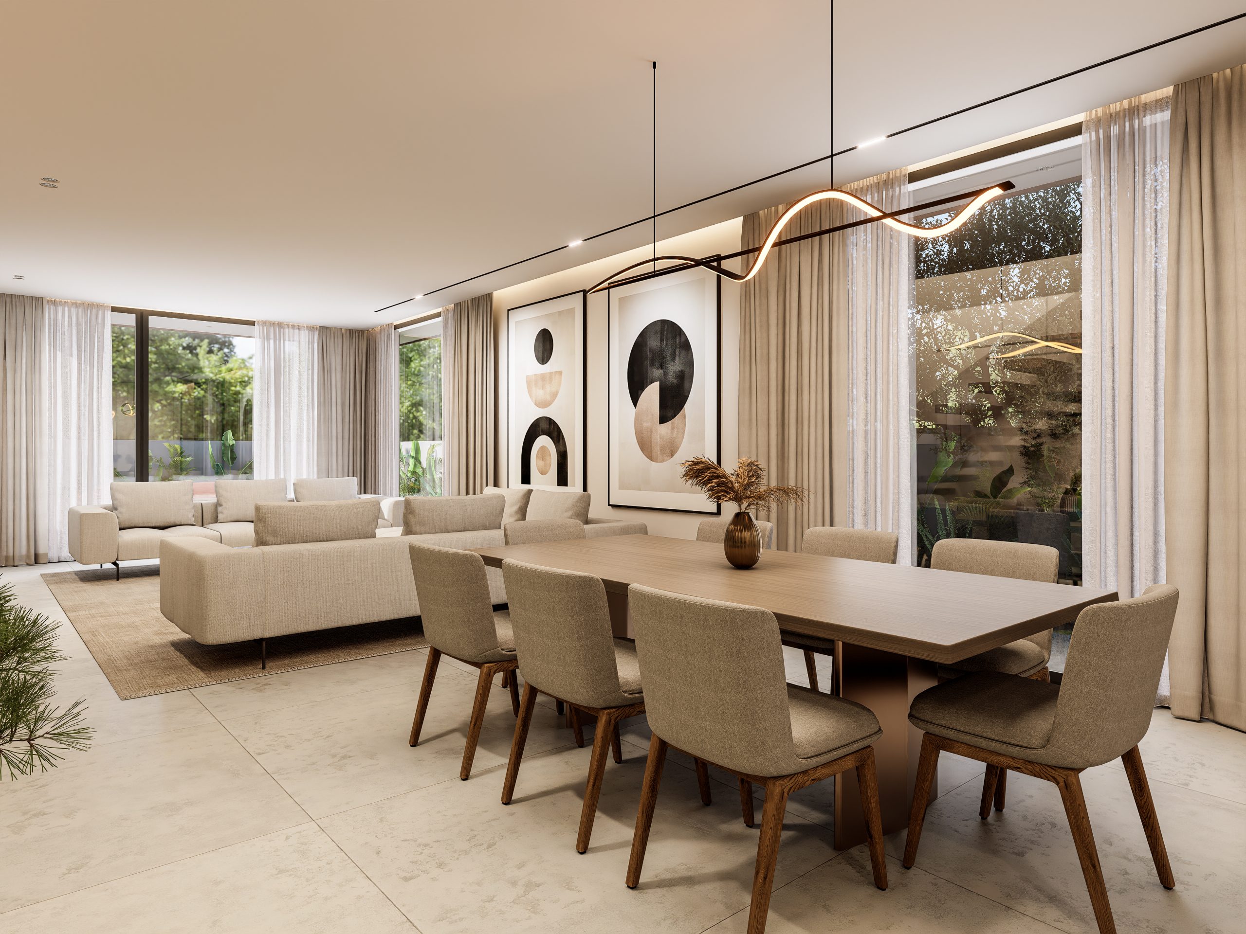 Séjour design dans villa à Marrakech avec espace convivial