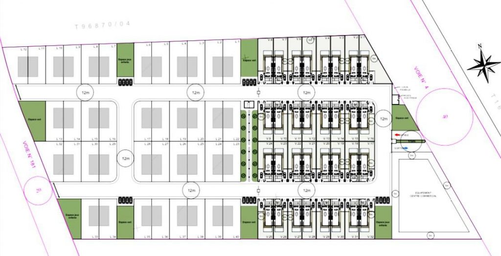 Plan des lots et aménagements du projet résidentiel Marrakech